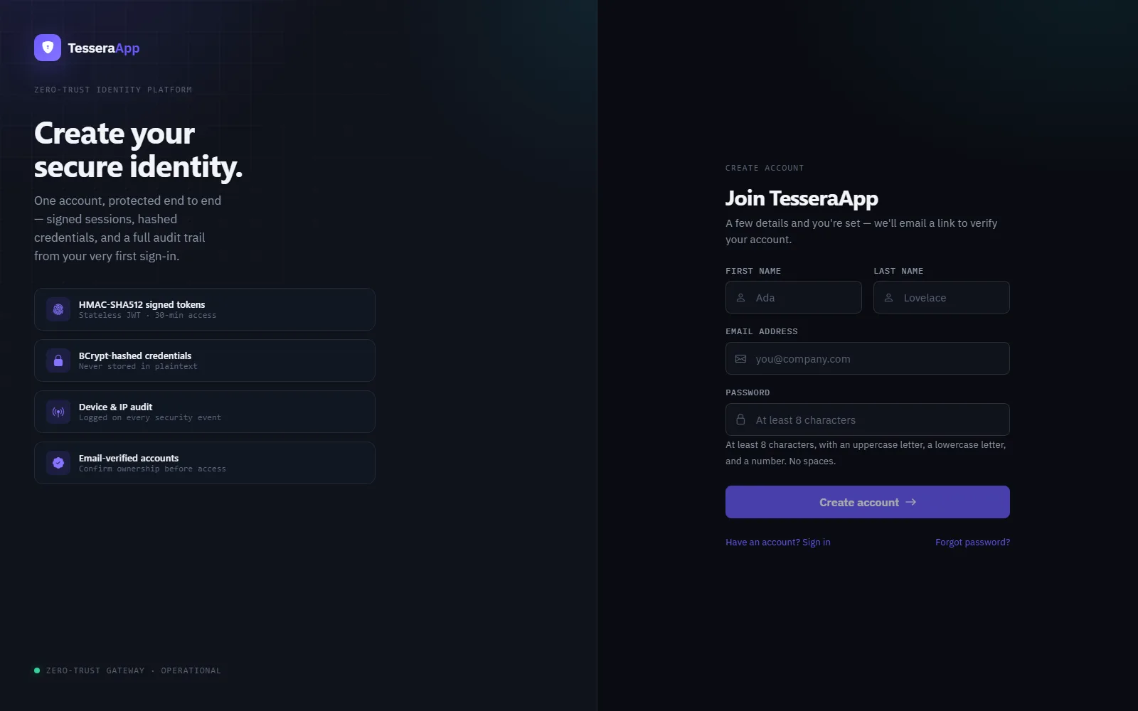 TesseraApp screenshot